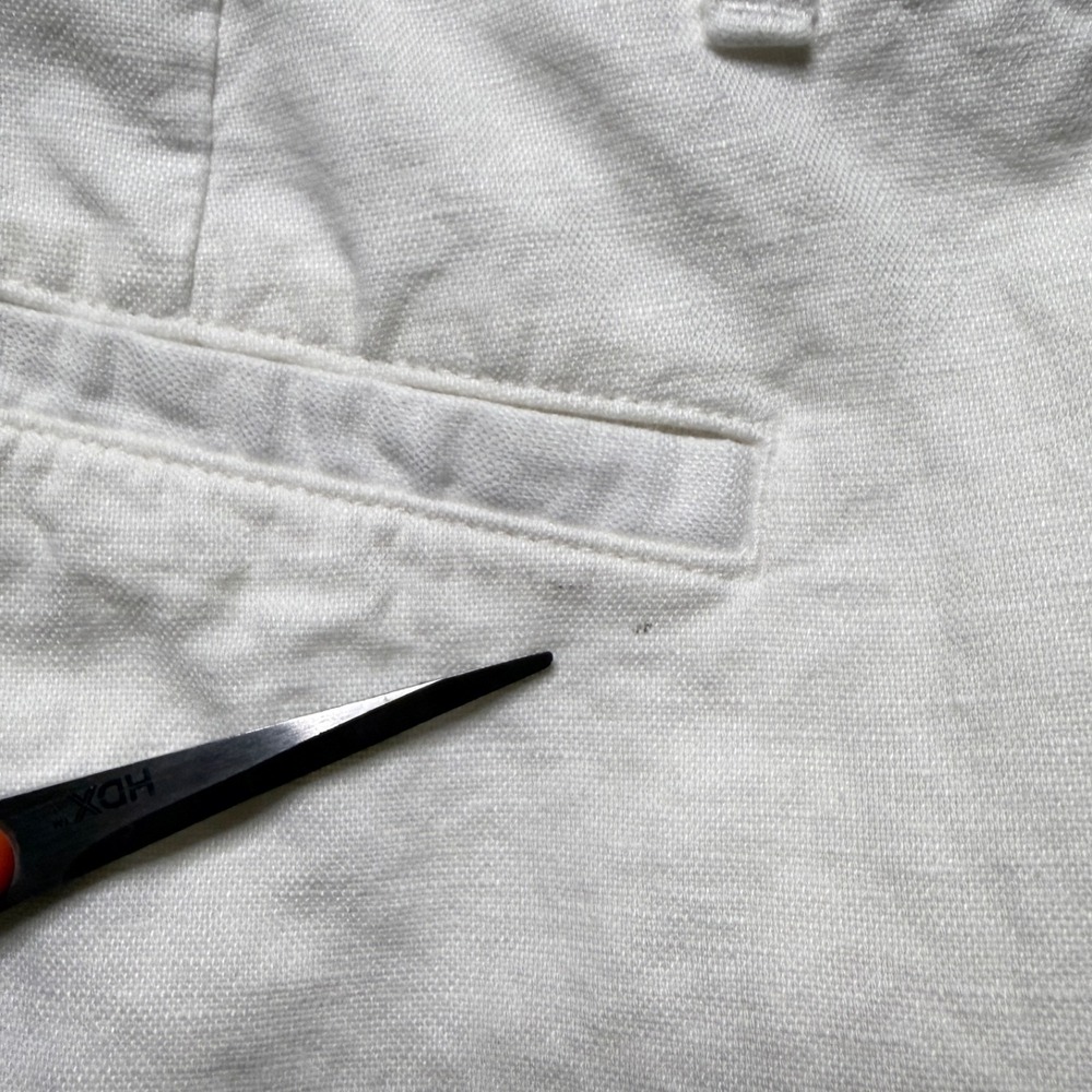 Gap Broken-In Straight Pants Womens 12 White Linen Cotton Cropped Preppy Coastal - Picture 12 of 12